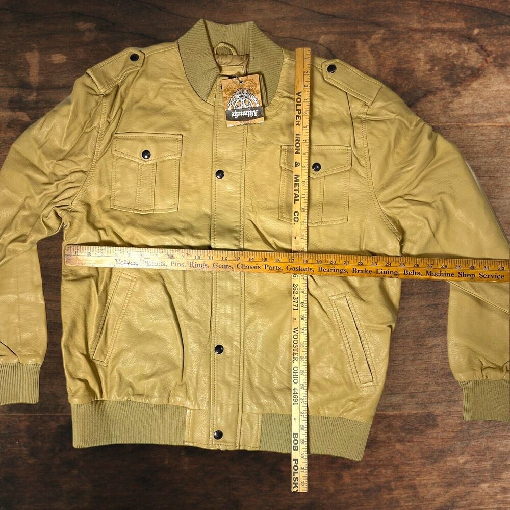 New Old Stock Ablanche Mens Full Zip Sz 3XL Faux Blonde Leather Jacket Vintage